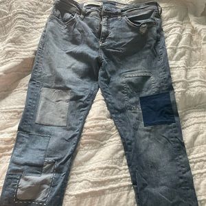 ANTHROPOLOGIE PILCRO AND THE LETTER PRESS PATCHWORK SLIM BOYFRIEND JEANS